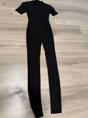 naked wardrobe Black Short-Sleeve  JumpSuit